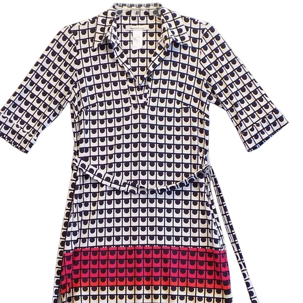 Laundry by Design geometric women’s mini dress sz 2 black white & red